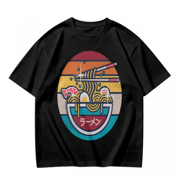 Olive T-shirt with Retro Ramen Bowl Chopsticks Graphic