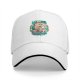 Black Baseball Cap with Blue Sea Pirate Ship Graphic Print