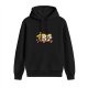 Black hoodie with retro cartoon taco and drink graphic