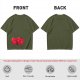 Olive green t-shirt with cute hugging red beans graphic