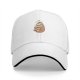 Black baseball cap with sloth holding coffee and 'doing' text