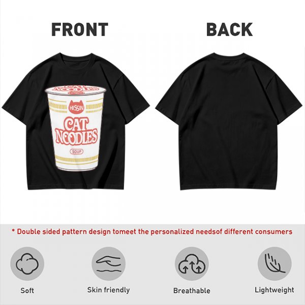 Olive T-shirt with Cat Noodles Cup Print