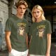 Owl Holding Coffee Mug Graphic Olive T-Shirt