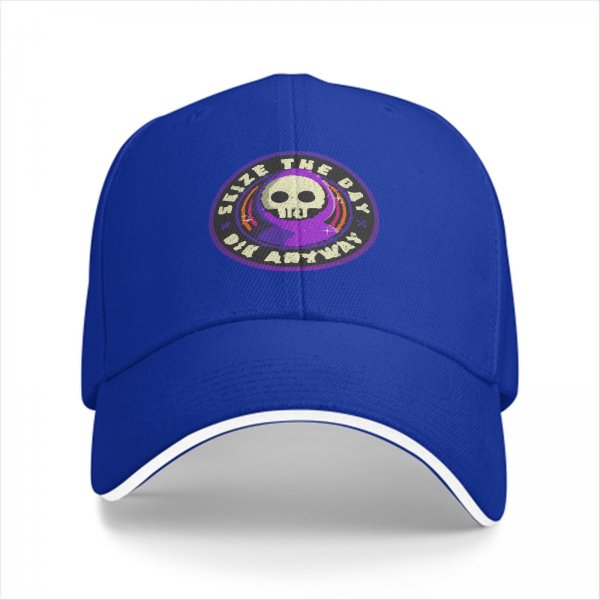 Black Baseball Cap With 'Seize The Day Die Anyway' Grim Reaper Skull Graphic