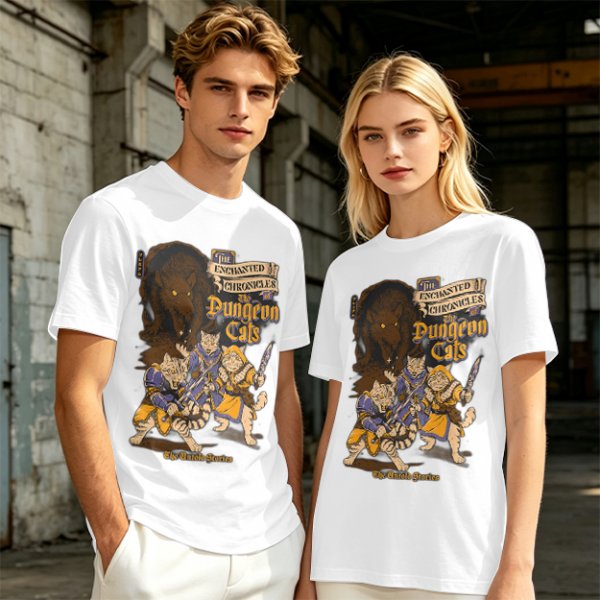 Dungeon Cats Enchanted Chronicles Fantasy Graphic T-Shirt