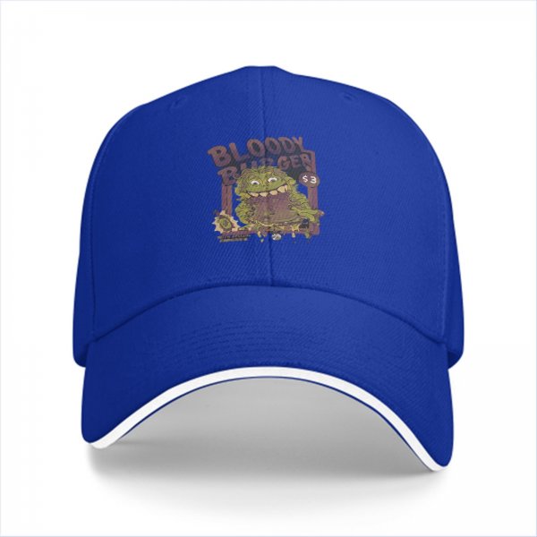 Black baseball cap with Bloody Burger monster graphic print