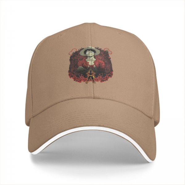 Black Baseball Cap With One Piece Luffy Graphic Print