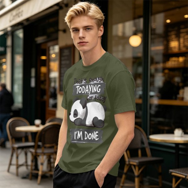 Oversized Graphic T-Shirt with Tired Panda 'That's Enough Todaying For Today I'm Done'