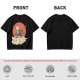 Olive T-shirt with a cat warrior riding a flying cloud graphic
