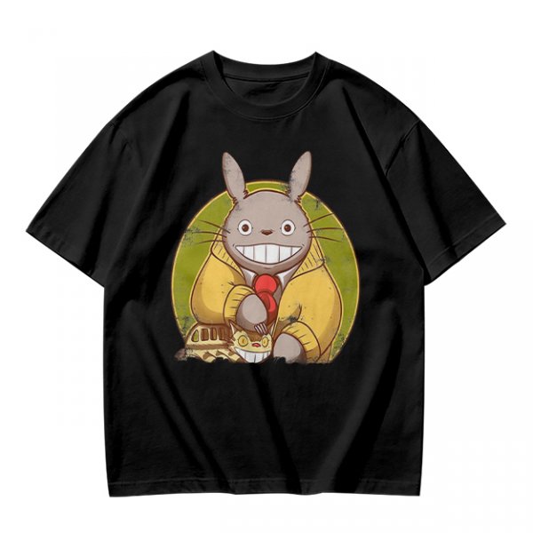 Totoro in Yellow Cardigan with Catbus Graphic T-Shirt