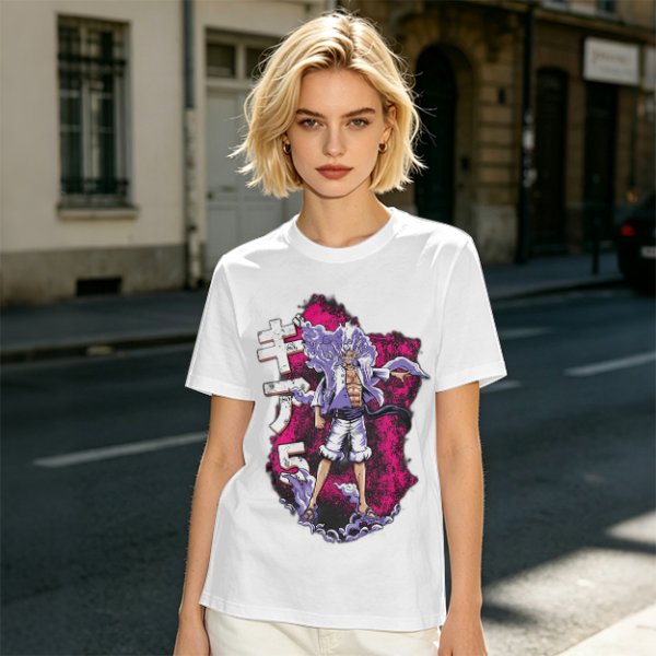 One Piece Gear 5 Luffy Graphic Olive T-Shirt