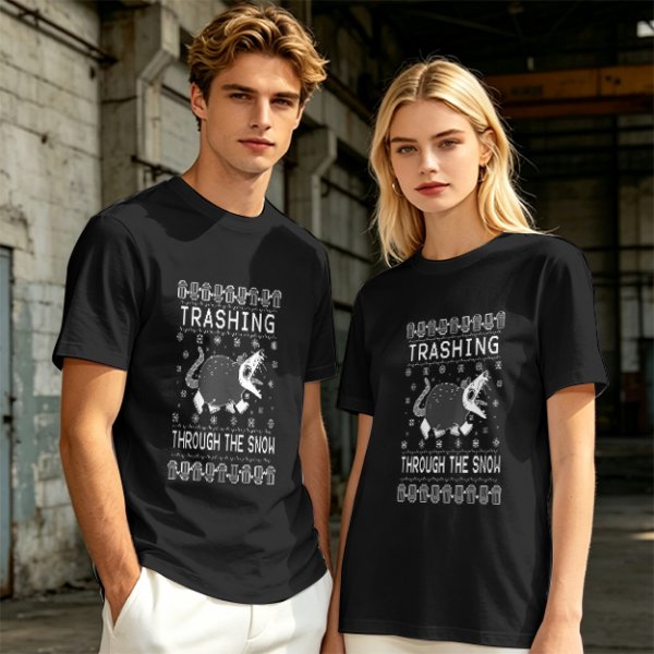 Trashing Through The Snow Christmas Rat Graphic T-Shirt