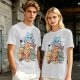 Olive T-Shirt With Chibi Pirate Cats Group Graphic
