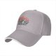 Black baseball cap with highly motivated raccoon graphic and retro rainbow