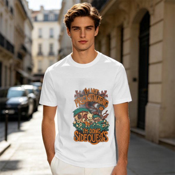 I'm Not Procrastinating I'm Doing Side Quests Cat Graphic T-Shirt