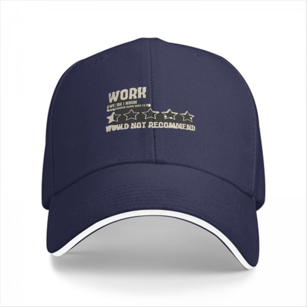 Black baseball cap with funny work would not recommend five star rating print
