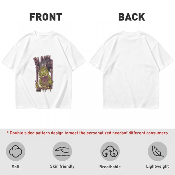Olive Graphic T-Shirt With Bloody Burger Monster Print