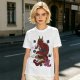 Olive T-shirt with Red Chinese Dragon and Cloud Graphic Print