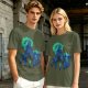 Olive Green Anime Graphic T-Shirt with Spiky Character Art