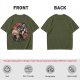 Olive T-Shirt with Classic Horror Monsters Going to Cinema Print