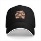 Black Baseball Cap With Christmas Gingerbread Cat Print