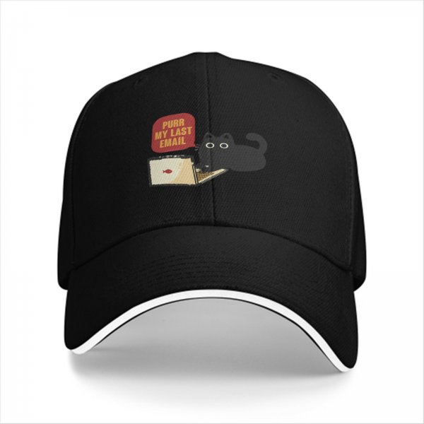 Black Baseball Cap With Funny Cat Purr My Last Email Laptop Print
