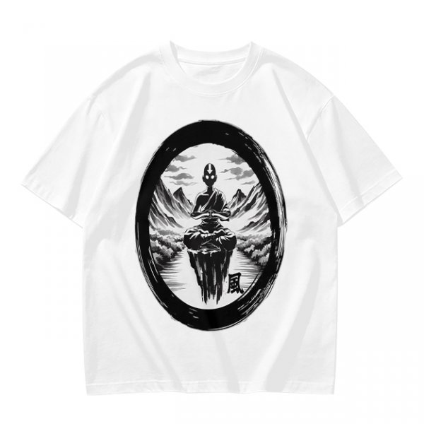 Olive T-shirt with Air Nomad Monk Meditating Ink Art Print