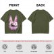 Olive T-Shirt With Witch Riding Broom Silhouette In Bunny Outline