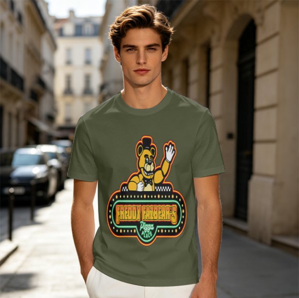 Freddy Fazbear's Pizza Place Graphic Olive T-Shirt