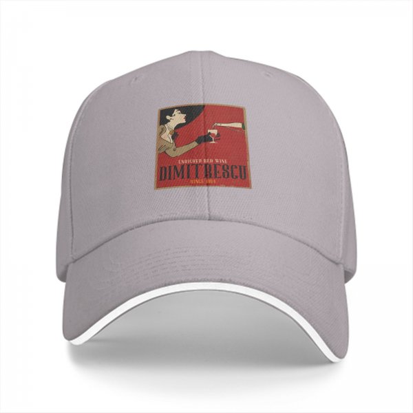 Black Baseball Cap With Vintage Wine Lady Graphic Print