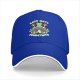 Black baseball cap with meditating frog and 'Less Hate Meditate' mushroom design