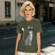 Olive T-Shirt With Cool Gray Cat Wearing Sunglasses Print