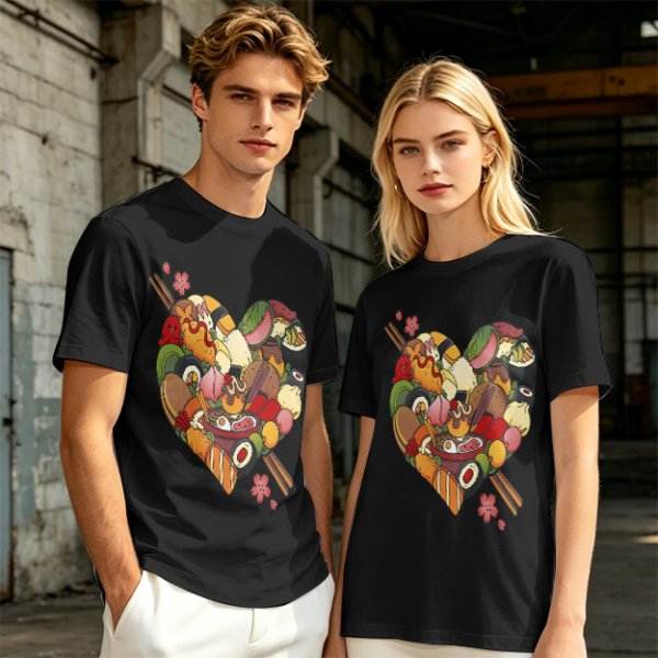 Olive T-Shirt With Heart Shaped Sushi Food Art Print