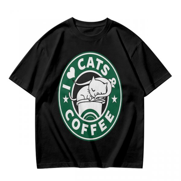 I Love Cats And Coffee Graphic T-Shirt