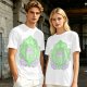 Olive Green T-Shirt With Leaf Shaped Tamagotchi Totoro Print