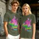 Olive T-Shirt with Neon Pink Ghostface 'The Fresh Killer' Print