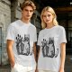 Olive T-Shirt With Cool Cat Wearing Sunglasses Knocking Over Potted Plant