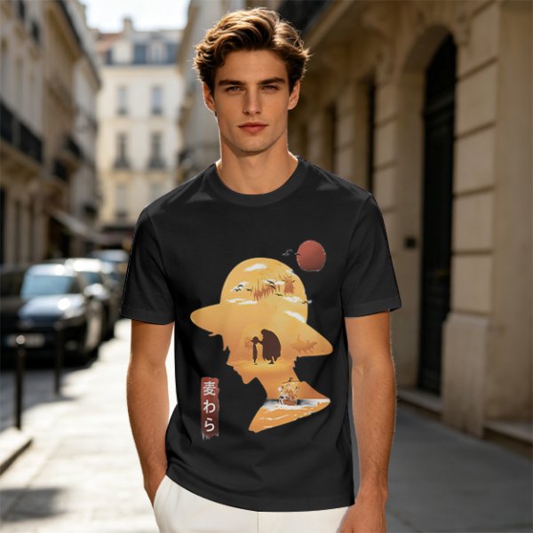 Anime Straw Hat Silhouette Graphic T-Shirt