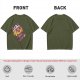 Olive T-Shirt With Scared Viking Cat Graphic Print