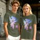 Olive T-Shirt With Whimsical Winged Creature Art Print