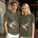 Olive T-Shirt With Melting Red White Blue Popsicle Print