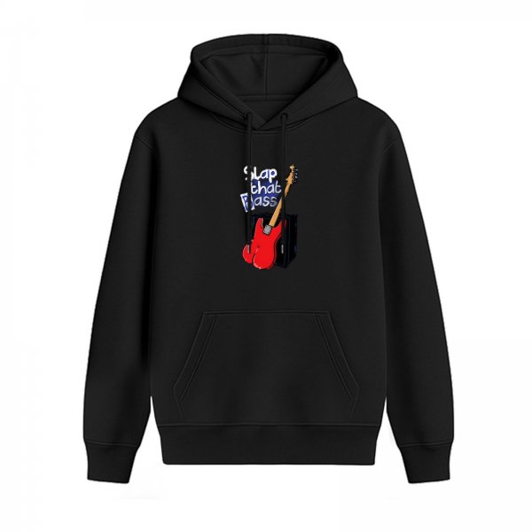 Black Hoodie With Slap That Bass Guitar Graphic Print