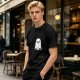 Olive T-shirt with Cute Smiling Ghost Graphic Print