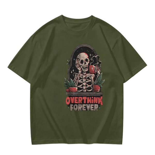 Olive Skeleton Overthink Forever Graphic T-Shirt