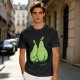 Olive Green T-Shirt With Two Cartoon Pears In Love Graphic