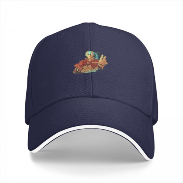 Black Baseball Cap With Avatar Aang Graphic Print