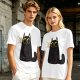 Olive Green T-Shirt With Surprised Black Cat Graphic Print