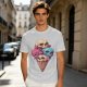 Olive T-Shirt With Skull Ice Cream Cone Graphic