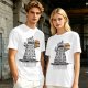 Olive t-shirt with Dalek holding burger and 'It's Dalektable' print