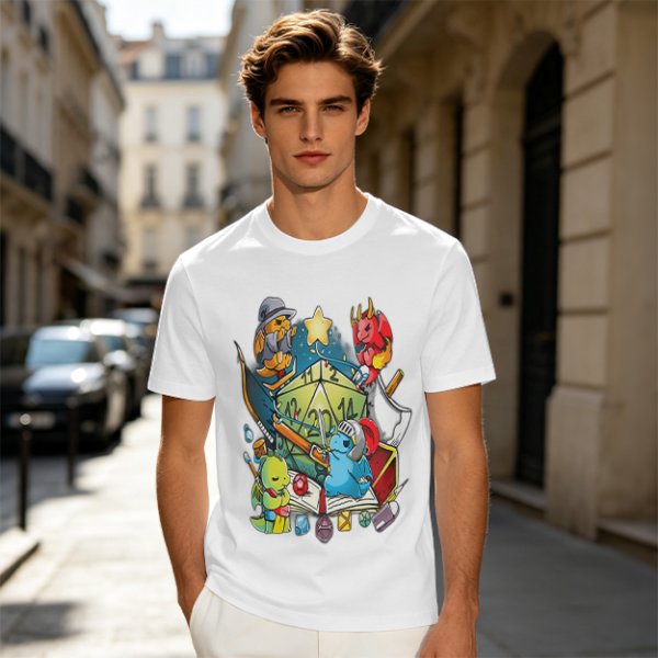 Dungeons and Dragons Cute Dragon Characters D20 T-Shirt Design
